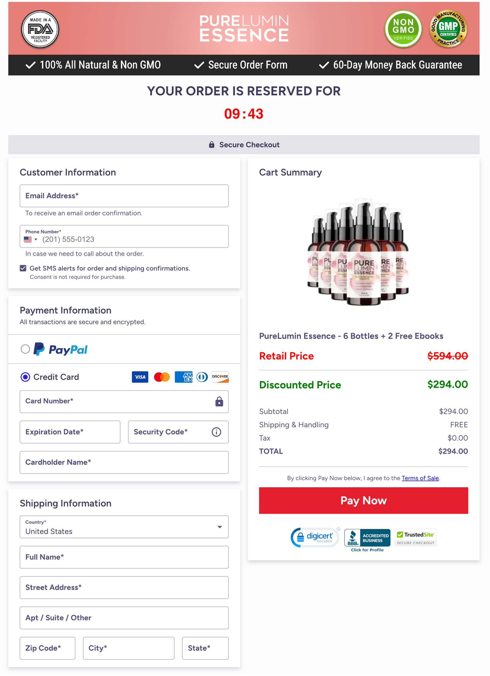 PureLumin Essence Official Website Secure Order Page